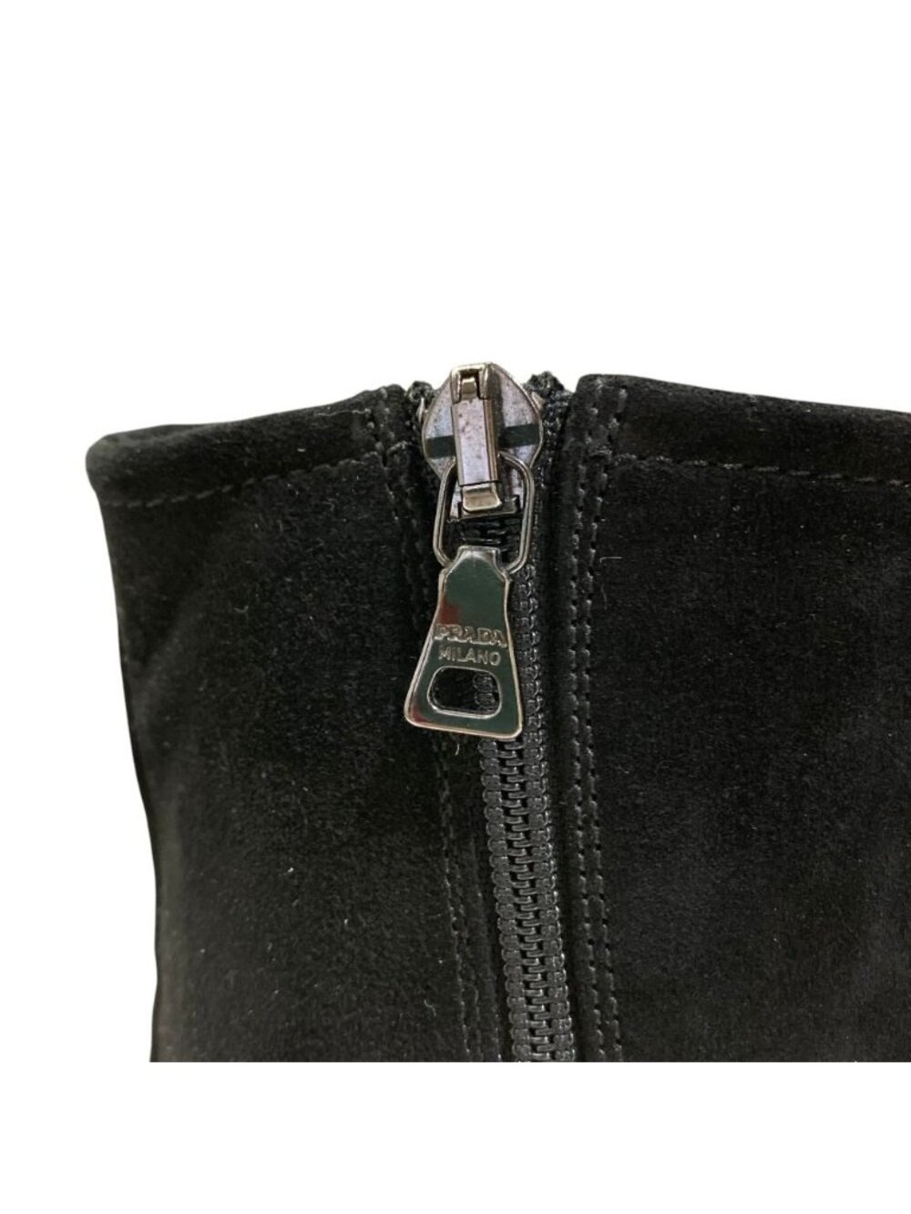 Prada Pointed Toe Suede Short Boots Black - Picture 8 of 14